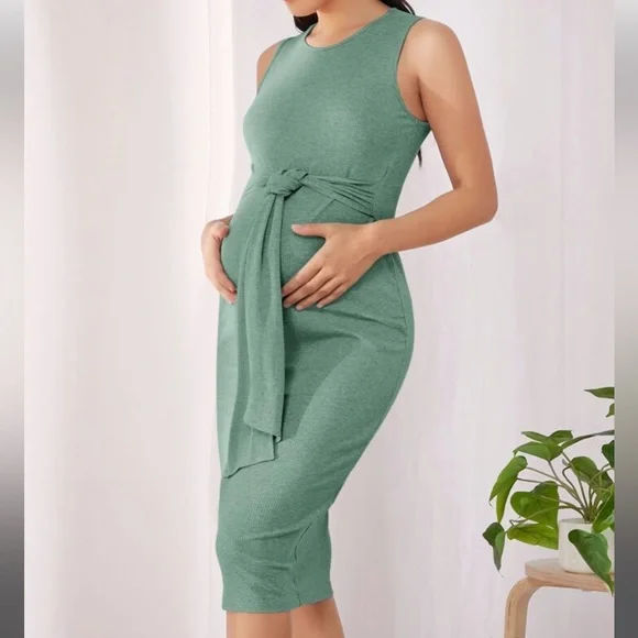 Maternity Tie Front Solid Bodycon Dress | Color: Green | Size: L | Samanthab512's Closet Maternity Tie Front Solid Bodycon Dress | Color: Green | Size: L | Samanthab512's Closet